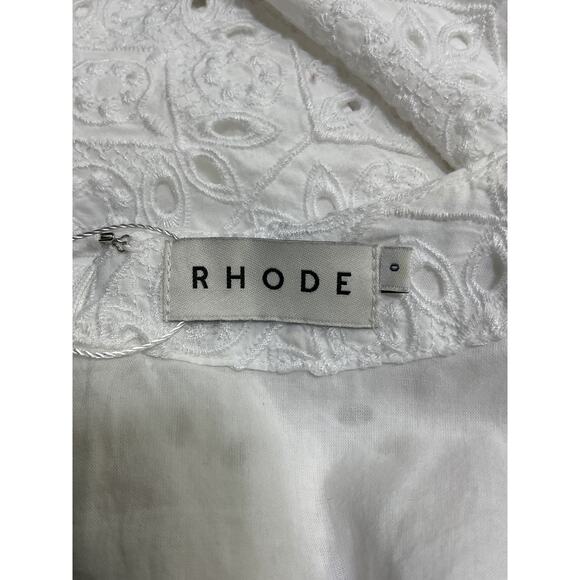 Rhode 'Mariana' White Cotton Dress Size 0 - Picture 4 of 5